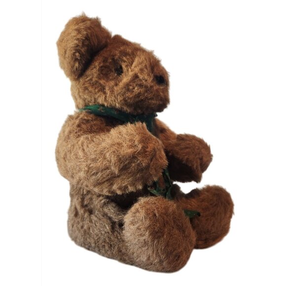 Vintage Brown Teddy Bear With Green Christmas Scarf - Picture 7 of 16